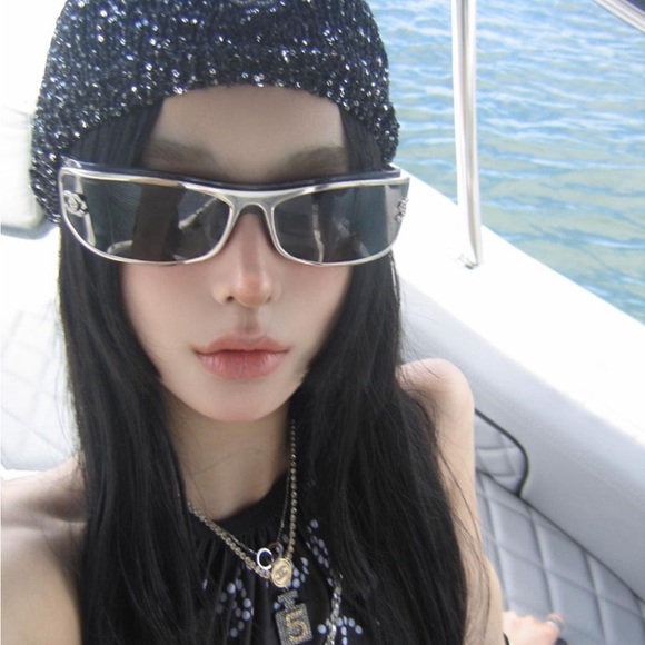 Chanel SHIELD SUNGLASSES 9133B Nylon Silver Brown - Picture 4 of 7